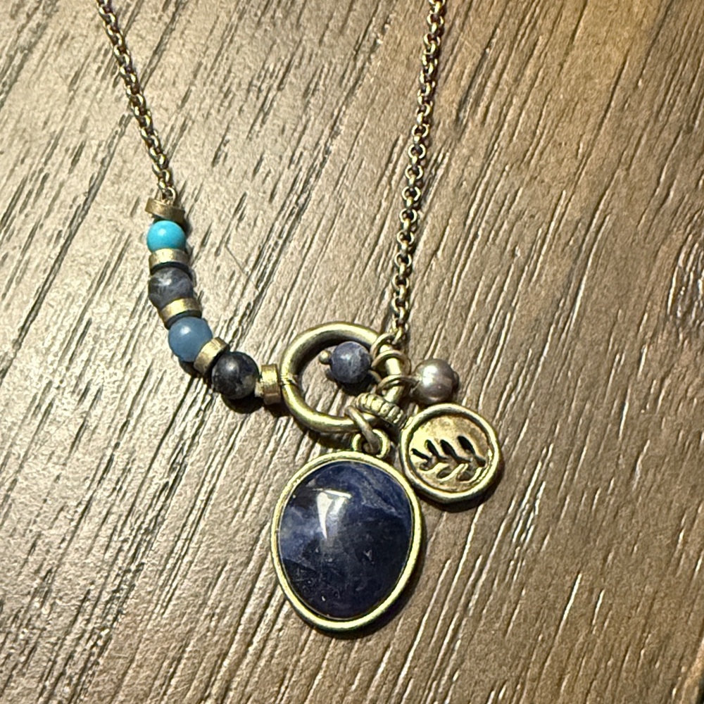 Sigrid Olsen Gold and Blue Necklace with Teardrop Pendant